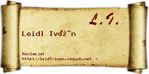 Leidl Iván névjegykártya